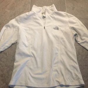 White north face pull over